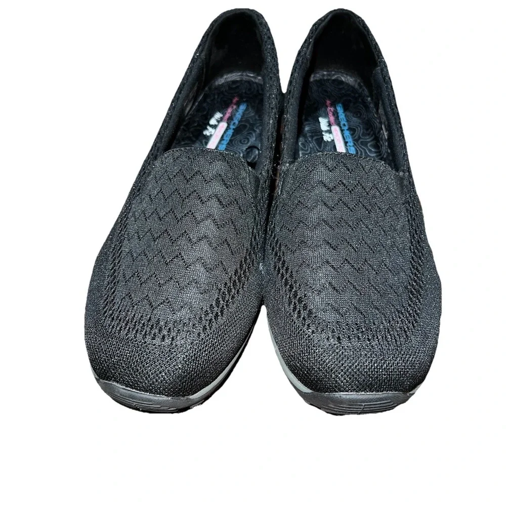 Skechers Air-Cooled Memory Foam Black Slip-On Women's Walking Shoes 10 EW